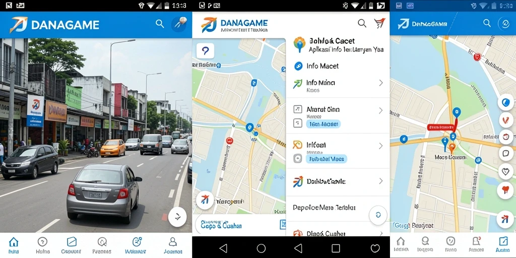 Antarmuka utama DANAGAME menampilkan informasi kemacetan terkini dan cuaca.