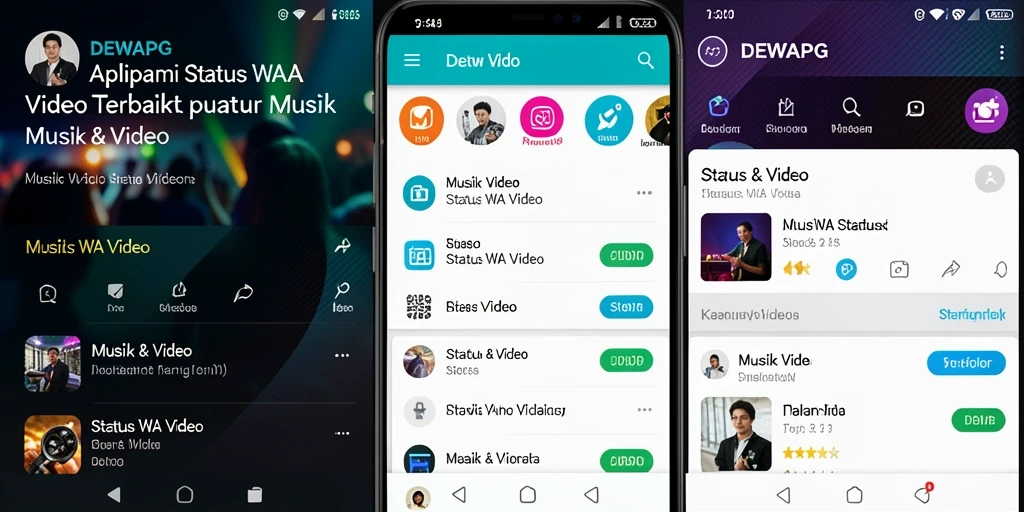 Screenshot utama DEWAPG menampilkan koleksi video status menarik.
