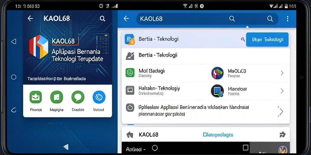 Antarmuka KAOL68 menampilkan berita teknologi terbaru dengan mudah.
