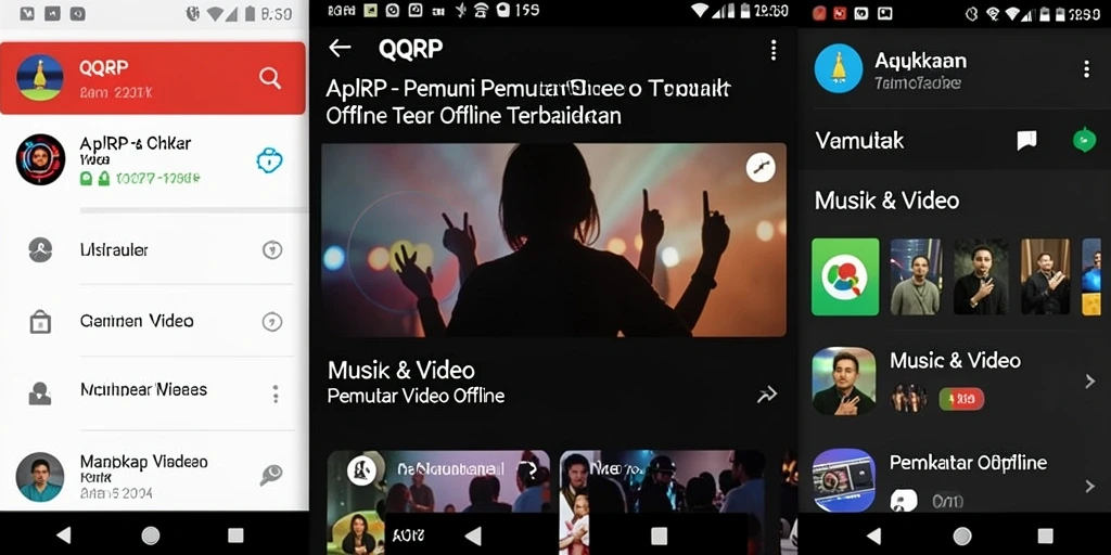 Antarmuka QQRP yang ramah pengguna dan fungsionalitas Pemutar Video Offline.