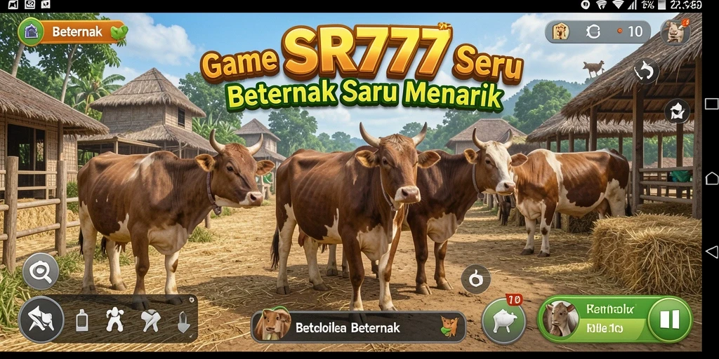 Antarmuka menarik SR777 yang menunjukkan aktivitas beternak yang seru.