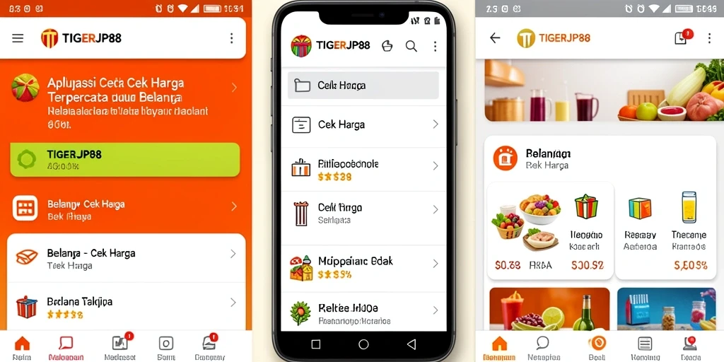 Antarmuka pengguna TIGERJP88 menampilkan fitur Cek Harga secara intuitif.