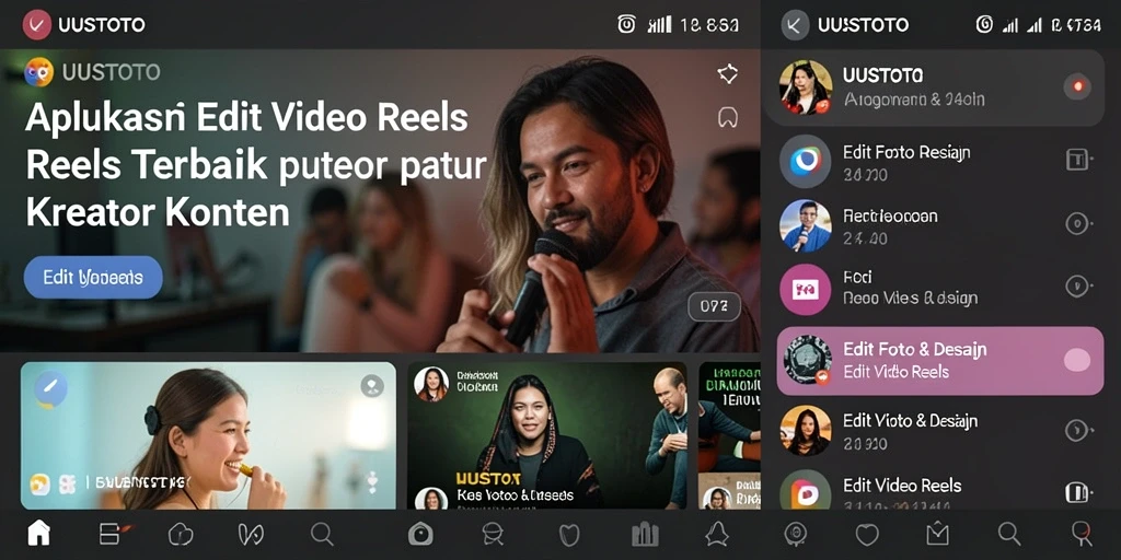 Antarmuka pengguna UUSTOTO yang intuitif untuk Edit Video Reels.