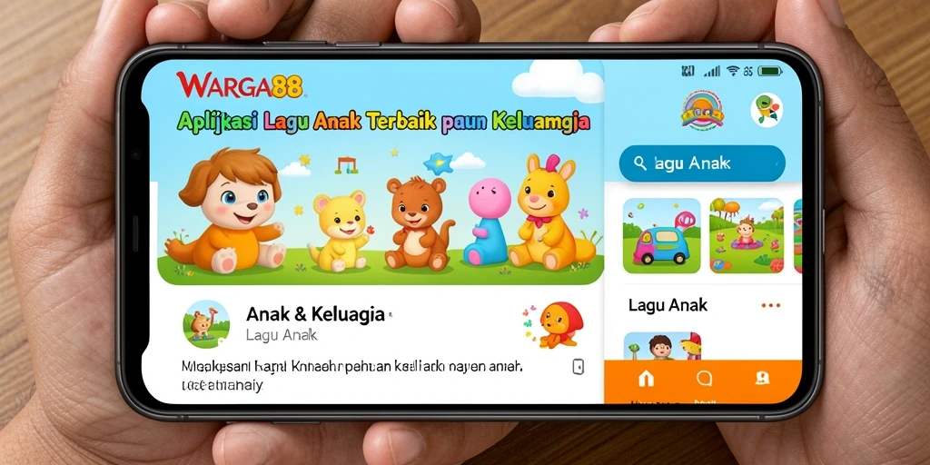 Tampilan antarmuka ceria dan interaktif aplikasi Lagu Anak.