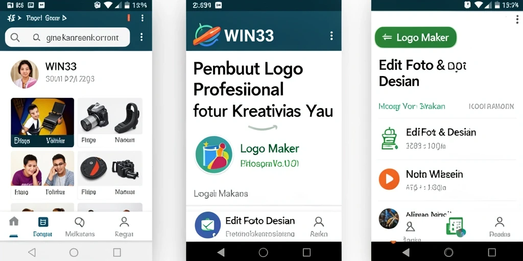 Tampilan antarmuka WIN33 yang menarik dan fungsi lengkap untuk membuat logo.